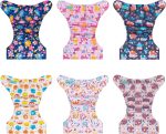 ALVABABY Baby Cloth Diapers 6 Pack + 12 Inserts One Size Adjustable Washable Reusable for Baby Girls and Boys 6BM102 - Image 3